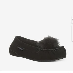 Bearpaw Erika Suede Sheepskin Lined Moccasin Pom‎ Pom Slippers NEW
